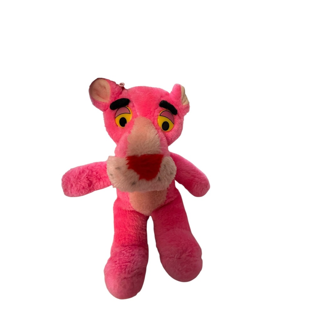 Vintage Pink Panther Plush Stuffed Animal Toy 10 Inch Pink Character Figure